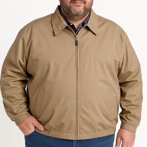 Chaps Ralph Lauren Tan Harrington Jacket Mens 4XB Big Zip Front Lined